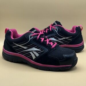 Reebok Anomar Black Pink Leather Composite Toe Work Shoes - Women's Size 11‎